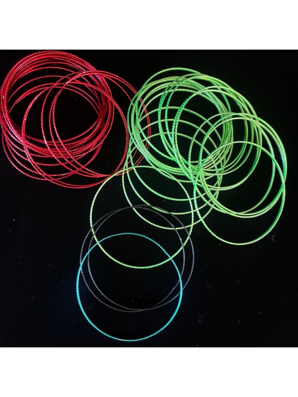 41 Multi-Color Bangle Steel Bracelets Red Green Blue Black Bundle Stackling Lot